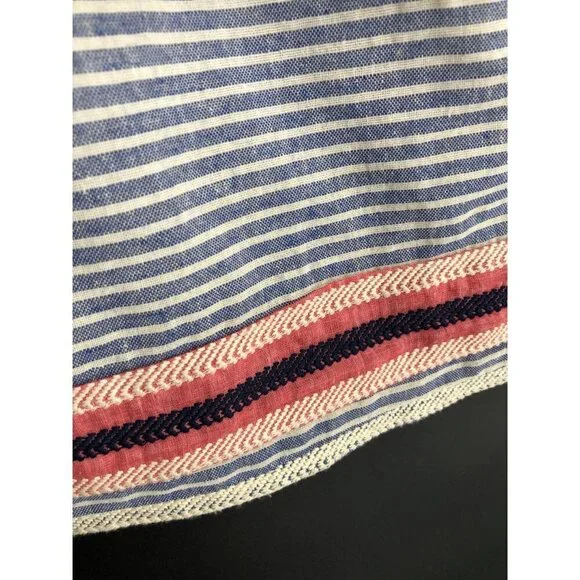 THML Women's Striped Embroidered Mini Beach Dress Size S Coastal Summer Tassels - Picture 4 of 9